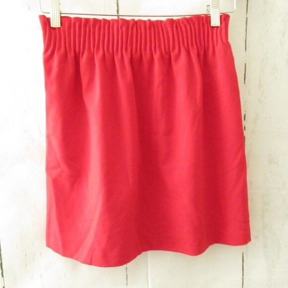 J Crew Skirt 00 Red Pull On Mini A LIne Pockets - Picture 2 of 5